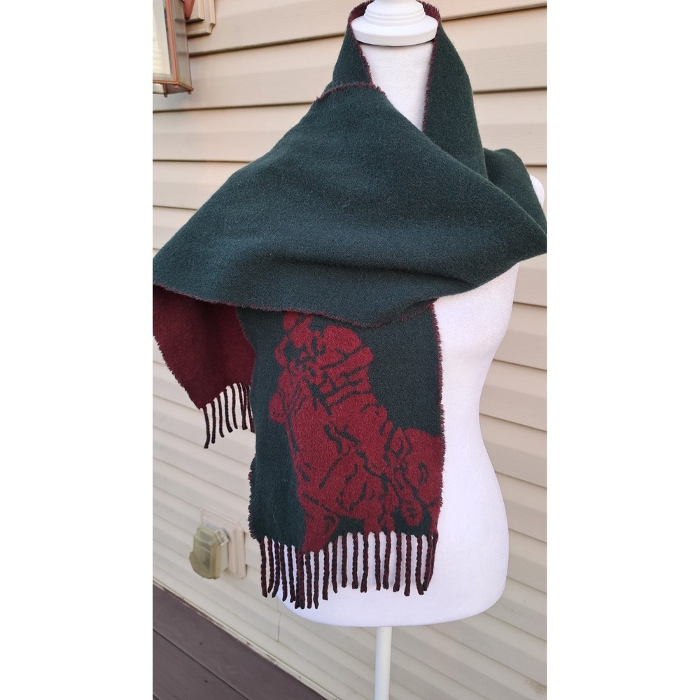 Polo Ralph Lauren Men's 80% Wool Scarf Fringe 60x10 Italy Plaid Winter Warm